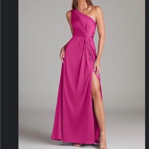 Azazie One-Shoulder Fuchsia Formal Gown